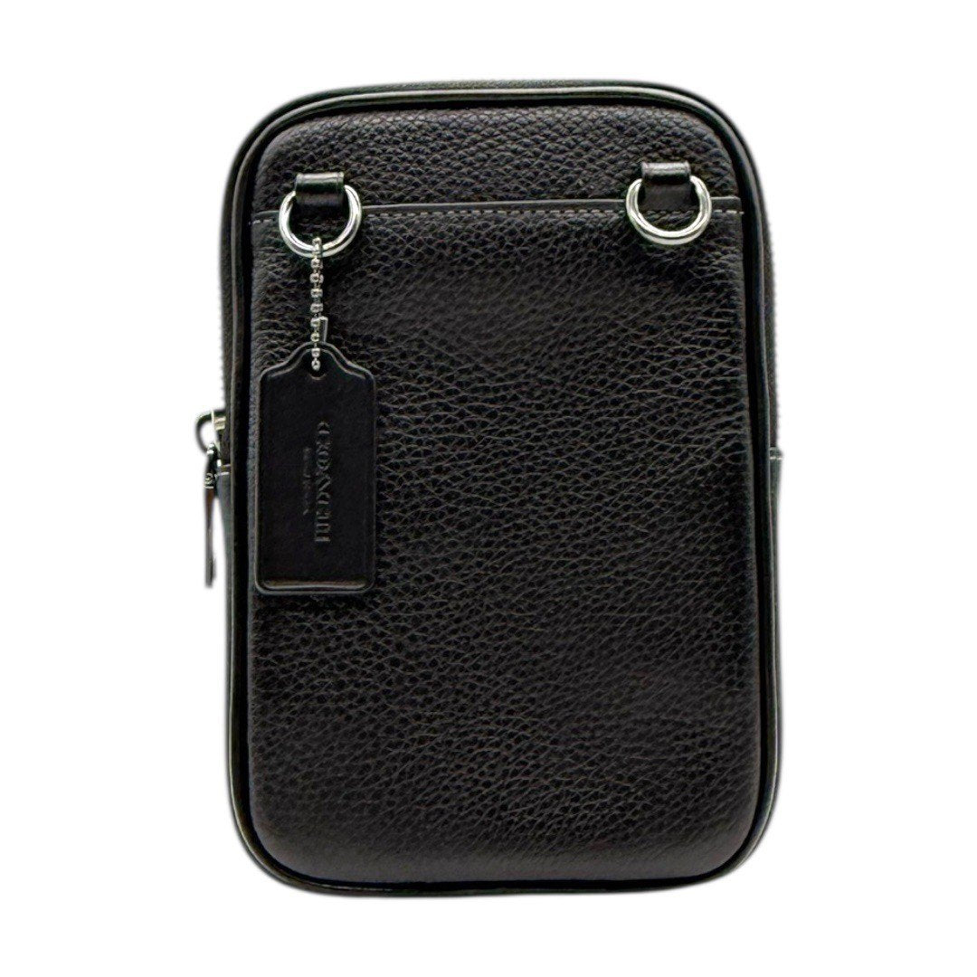 【極美品】コーチ エイデン クロスボディ リファインド ペブル レザー スマホショルダー ミニ ショルダーバッグ 斜め掛け ポシェット メンズ レディース ユニセックス 黒