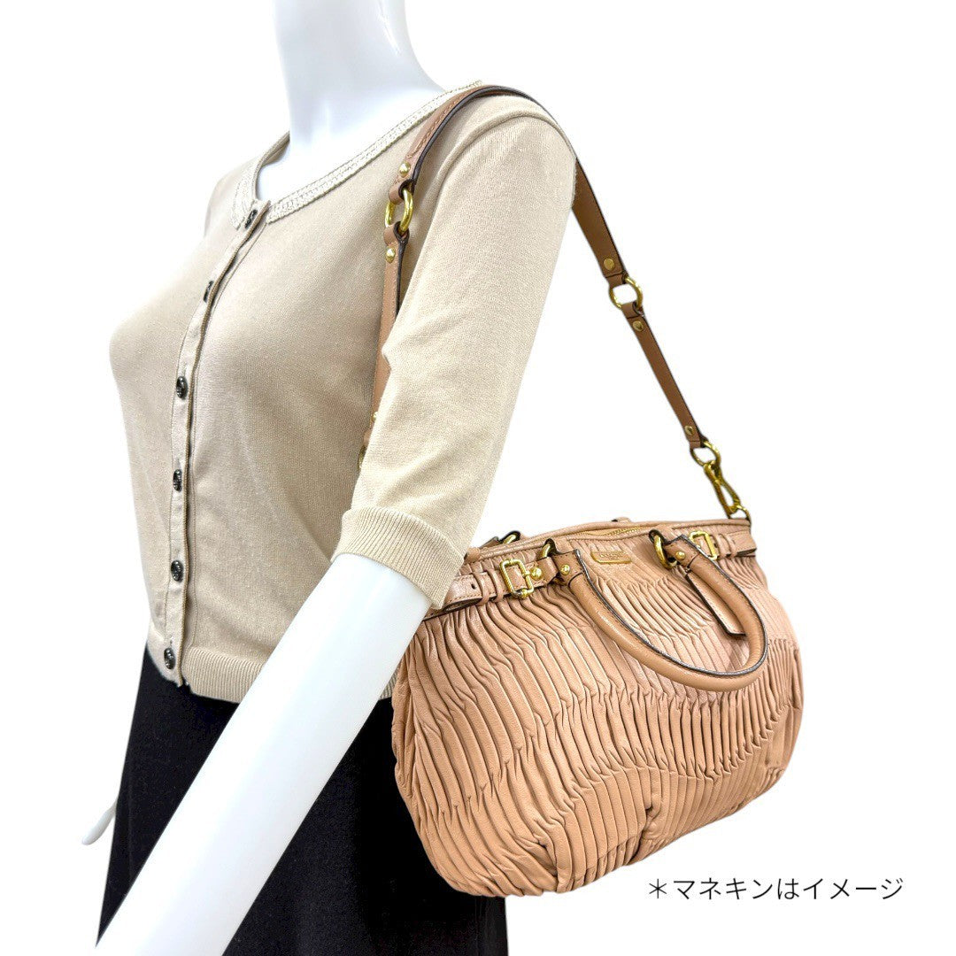 【美品】コーチ 2Way ショルダーバッグ ハンドバッグ 15942 マディソン レザー ギャザー ベージュ レディース