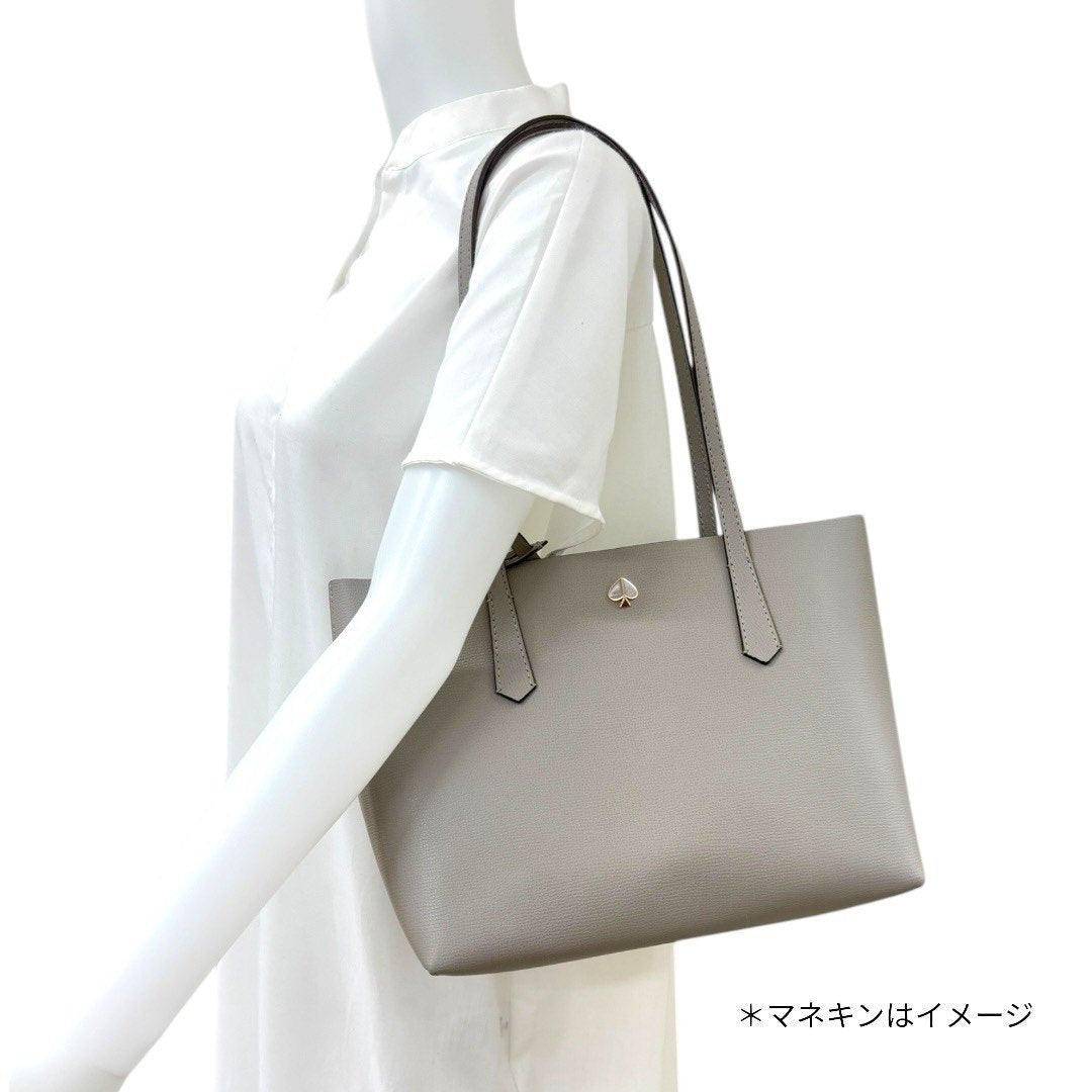 【美品】ケイトスペード レザー トートバッグ 本革 肩掛け ベージュ グレージュ レディース