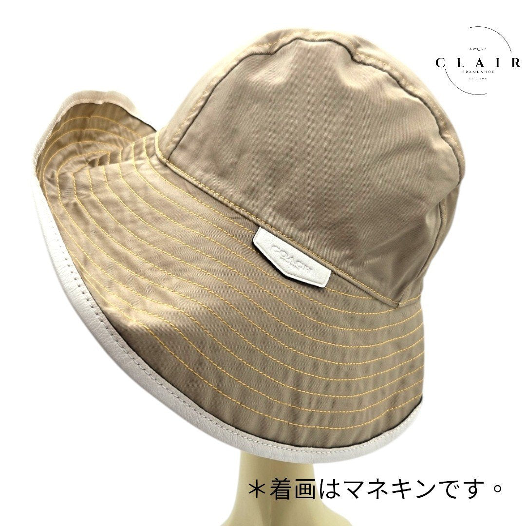 【未使用品】コーチ バケットハット 帽子 XS/S ベージュ 無地 レディース