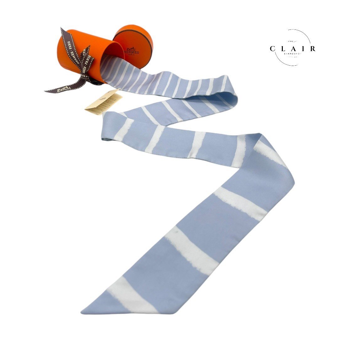 エルメス ツイリー ストライプ ライトブルー 水色