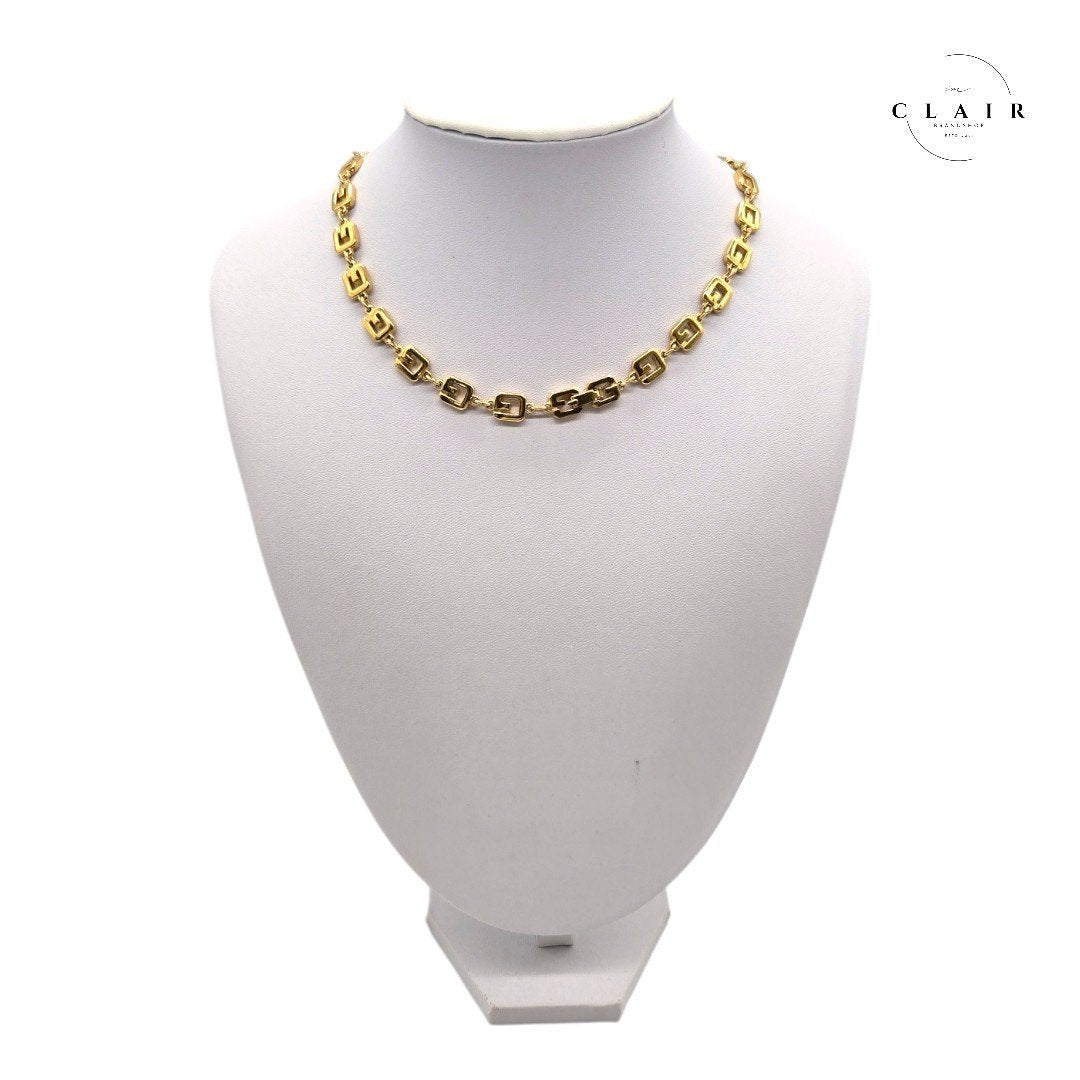 【美品】ジバンシー ネックレス チェーン チョーカー Gマーク ゴールド アンティーク ヴィンテージ