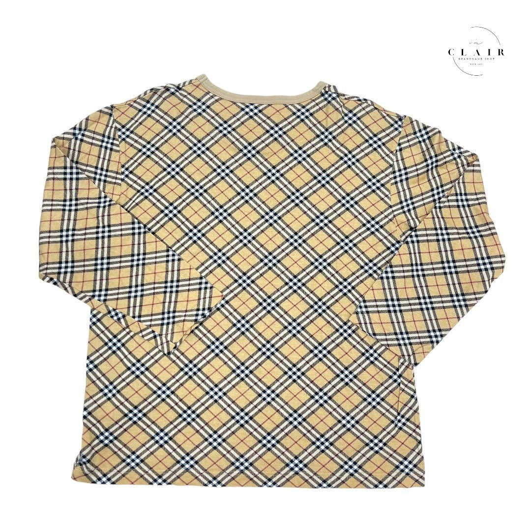 【美品】バーバリー ノバチェックTシャツ 長袖 茶色 レディース レディースTシャツ