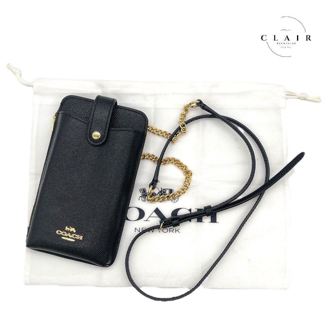 コーチ ノースサウスフォン スマホショルダー 携帯ケース 黒 ブラック
