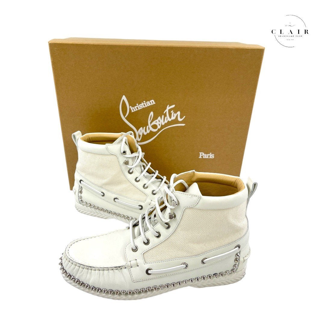 【美品】クリスチャンルブタン ハイカット 靴 27cm 白 ホワイト
