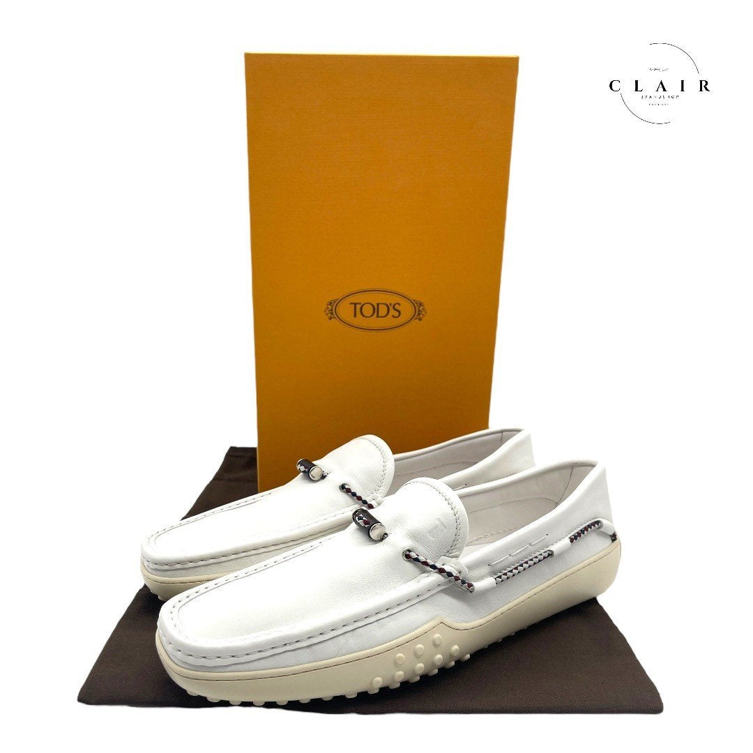【新品】トッズ ローファー ドライビングシューズ レザー 本革 メンズ シューズ 白 ホワイト 29.5cm
