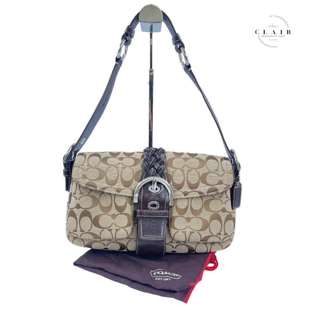 コーチ シグネクチャー柄 ショルダーバッグ ワンショルダーバッグ バッグ ブラウン 茶 中古