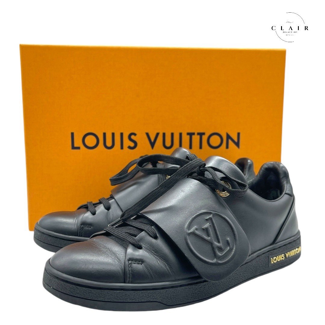 ルイヴィトン スニーカー レディース 2016年 LVサークルロゴ 22.5cm 黒 ブラック