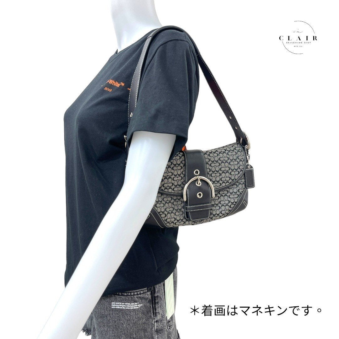 【美品】コーチ マイクロシグネチャー ワンショルダーバッグ 黒 ブラック