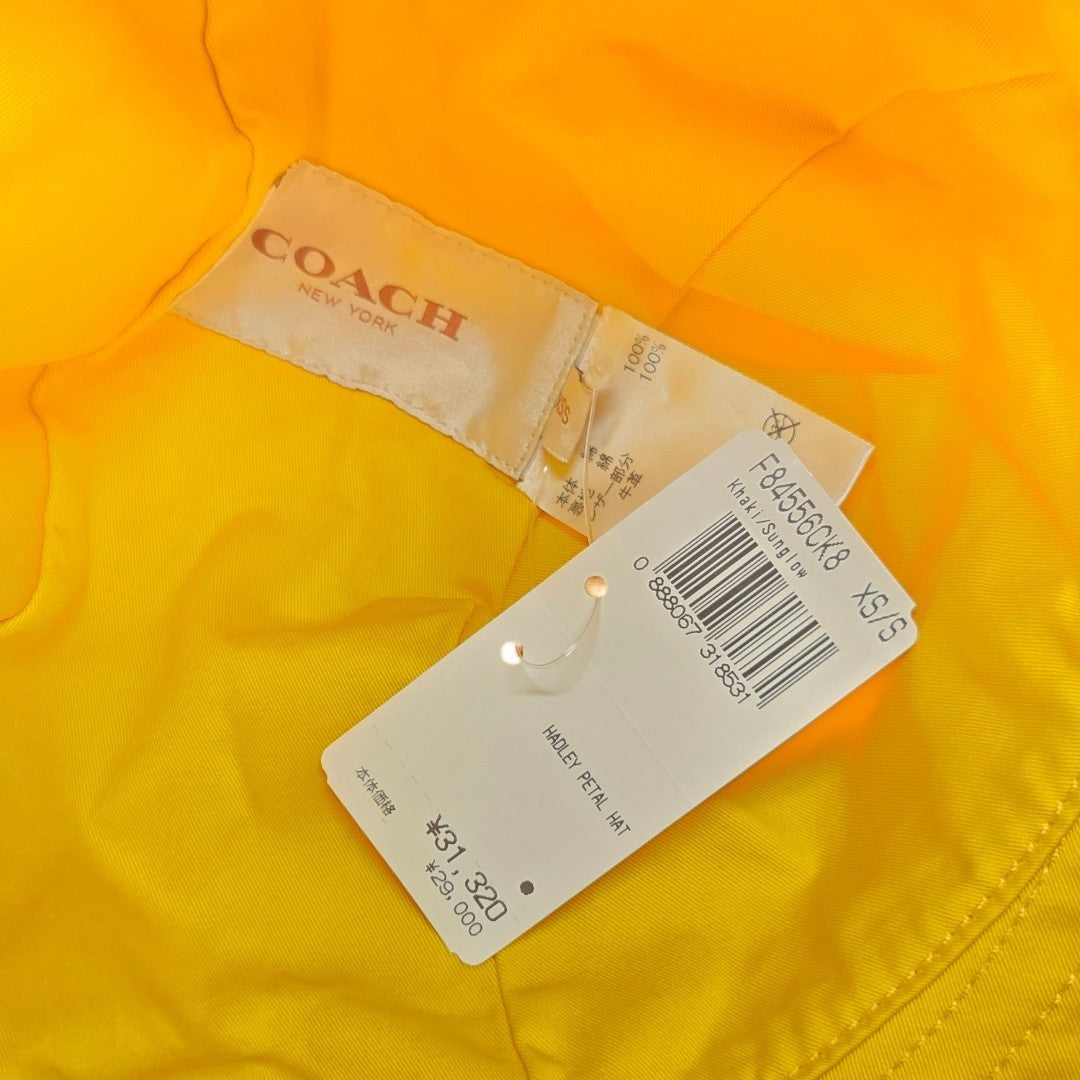 【未使用品】コーチ バケットハット 帽子 XS/S ベージュ 無地 レディース