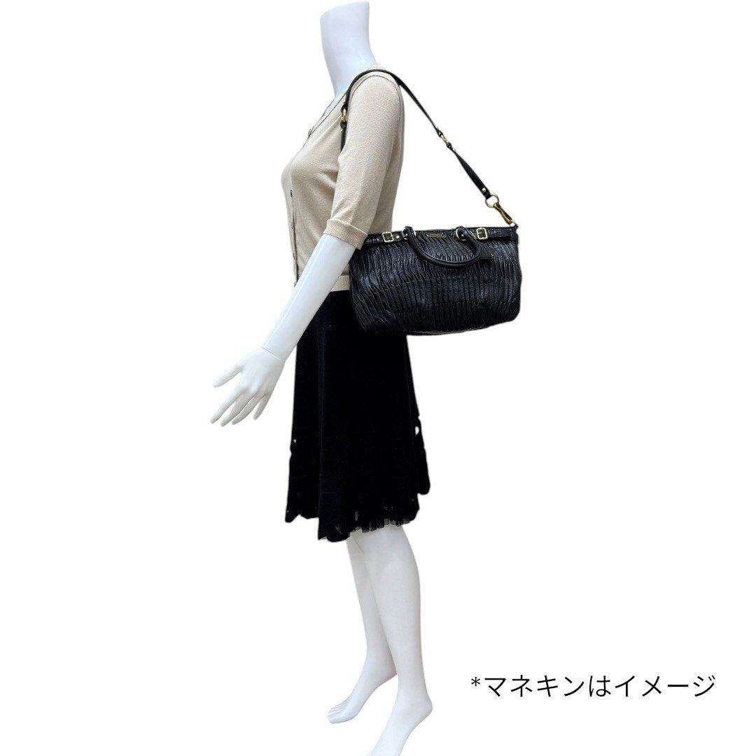 【美品】コーチ マディソン ギャザードレザー ショルダーバッグ レディース 2Way ハンドバッグ ブラック