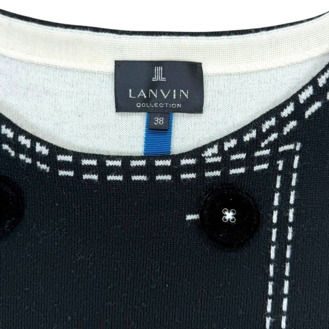 【美品】ランバン ニット ワンピース ブラック 黒 38 サイズM レディース