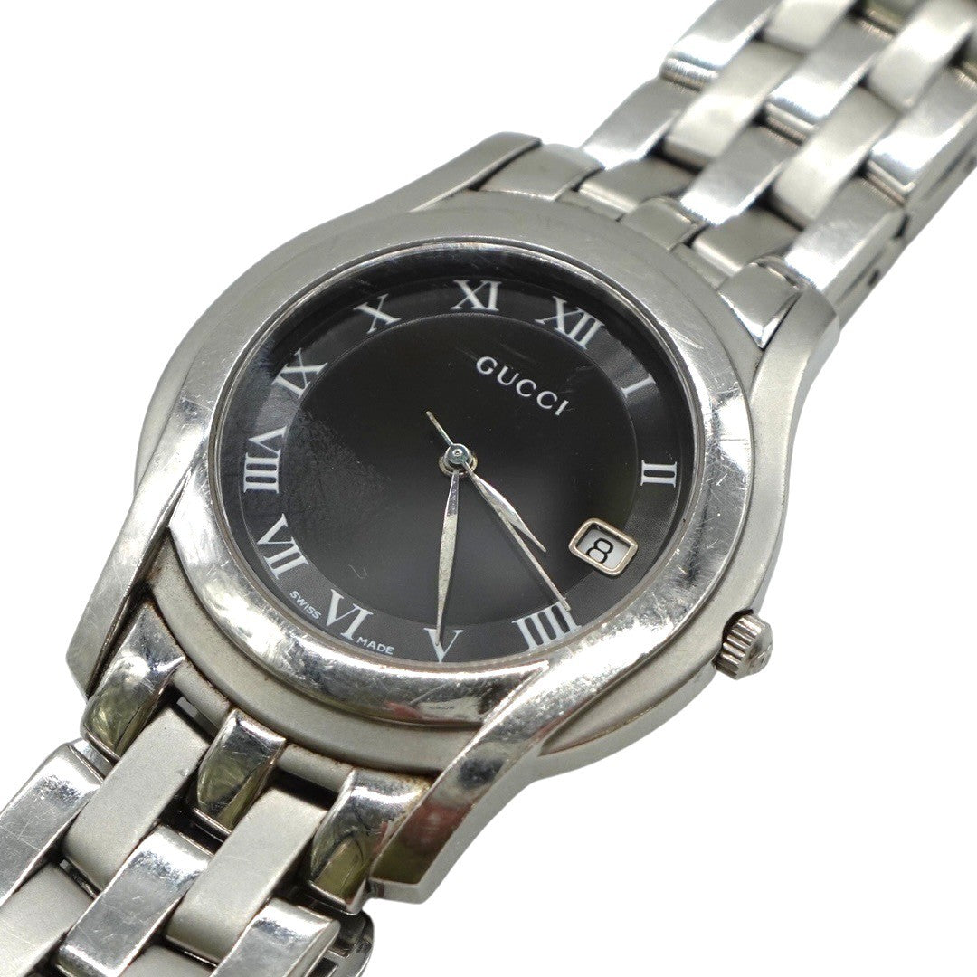 グッチ 腕時計 5500M クォーツ腕時計 SS シルバー文字盤 デイト