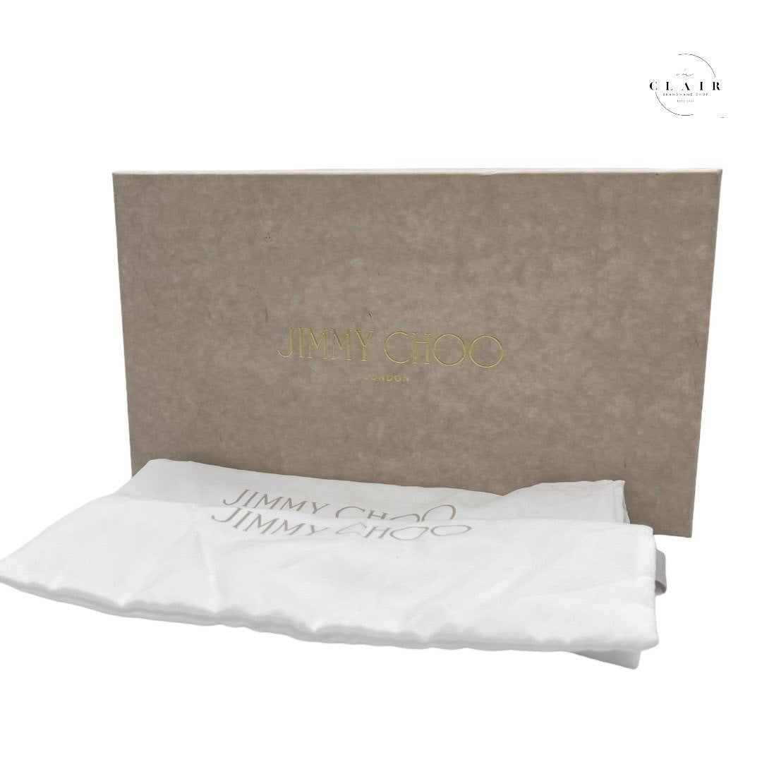 ジミーチュウ スタッズフラットパ ンプス ブラック ローヒールパンプス フラット リボン パンプス♯36 23cm