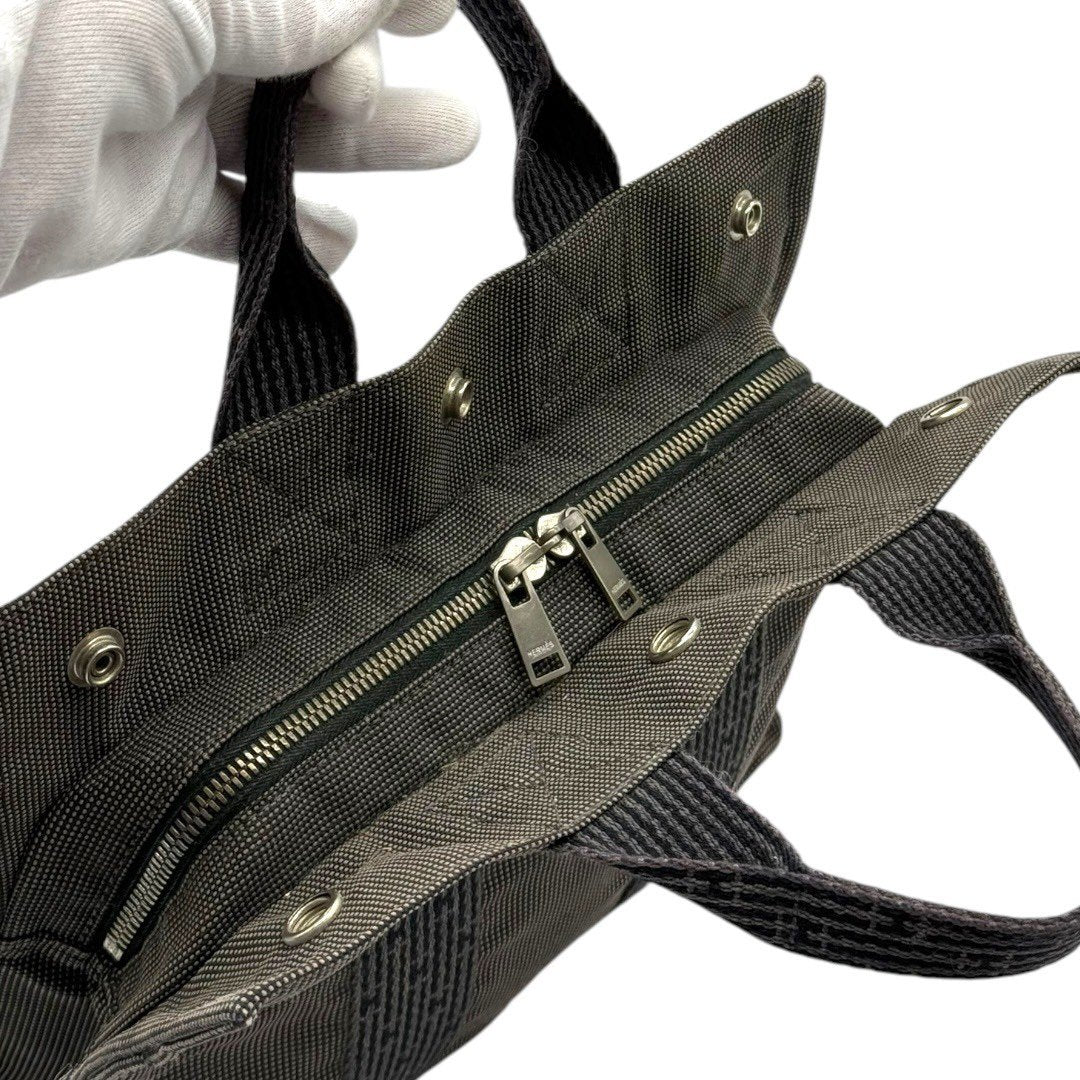 【中古】エルメス エールライン トートPM トートバッグ グレー系 キャンバス