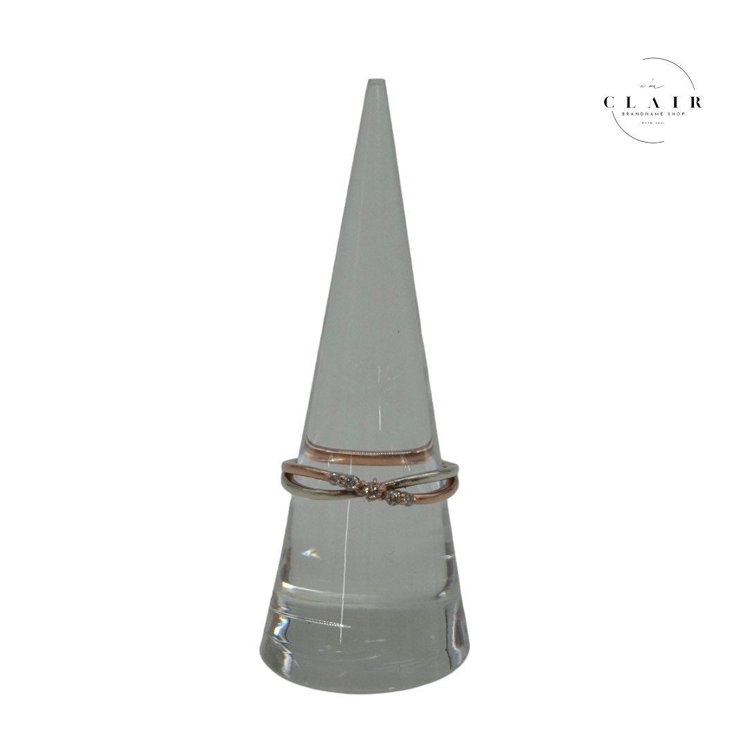 【美品】ヨンドシー 指輪 ラインストーン リング シルバー×ピンクゴールド 1.9g