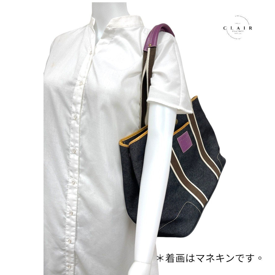 コーチ デニム トートバッグ ハンドバッグ ショルダーバッグ バッグ インディゴ パープル