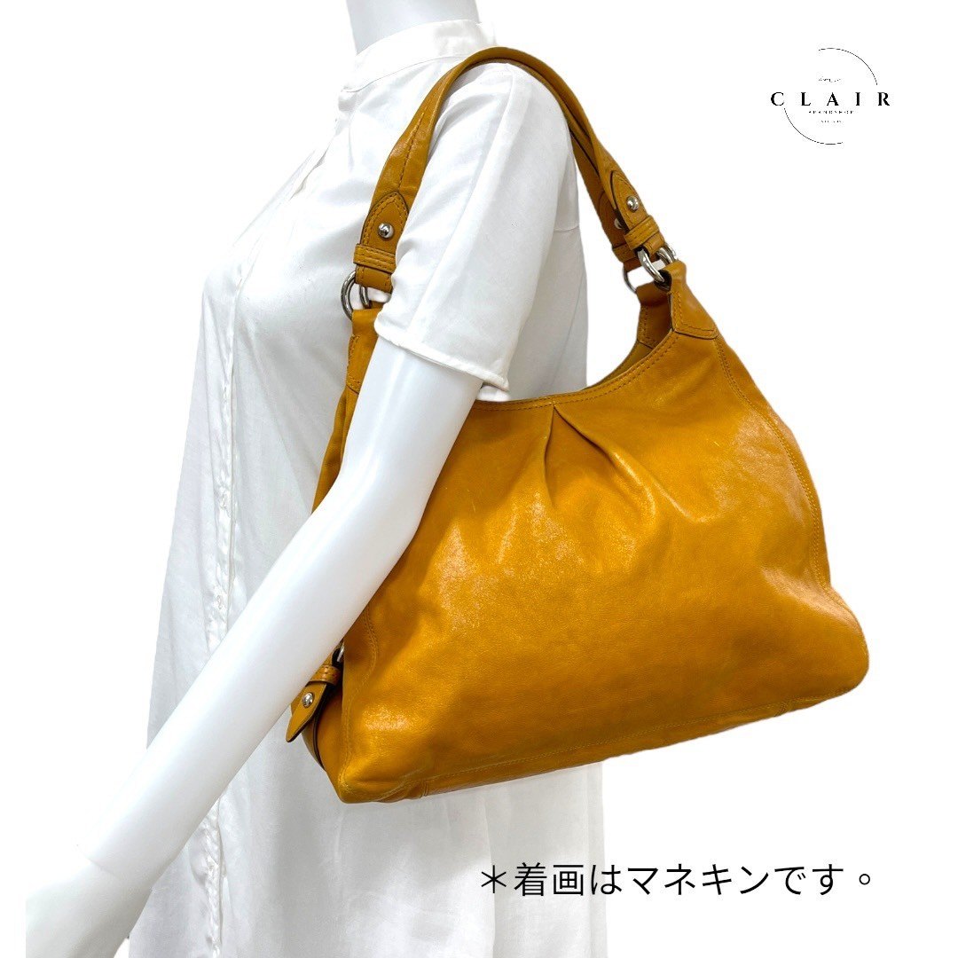 コーチ レザー ワンショルダーバッグ ハンドバッグ 山吹色 イエロー系 レディース