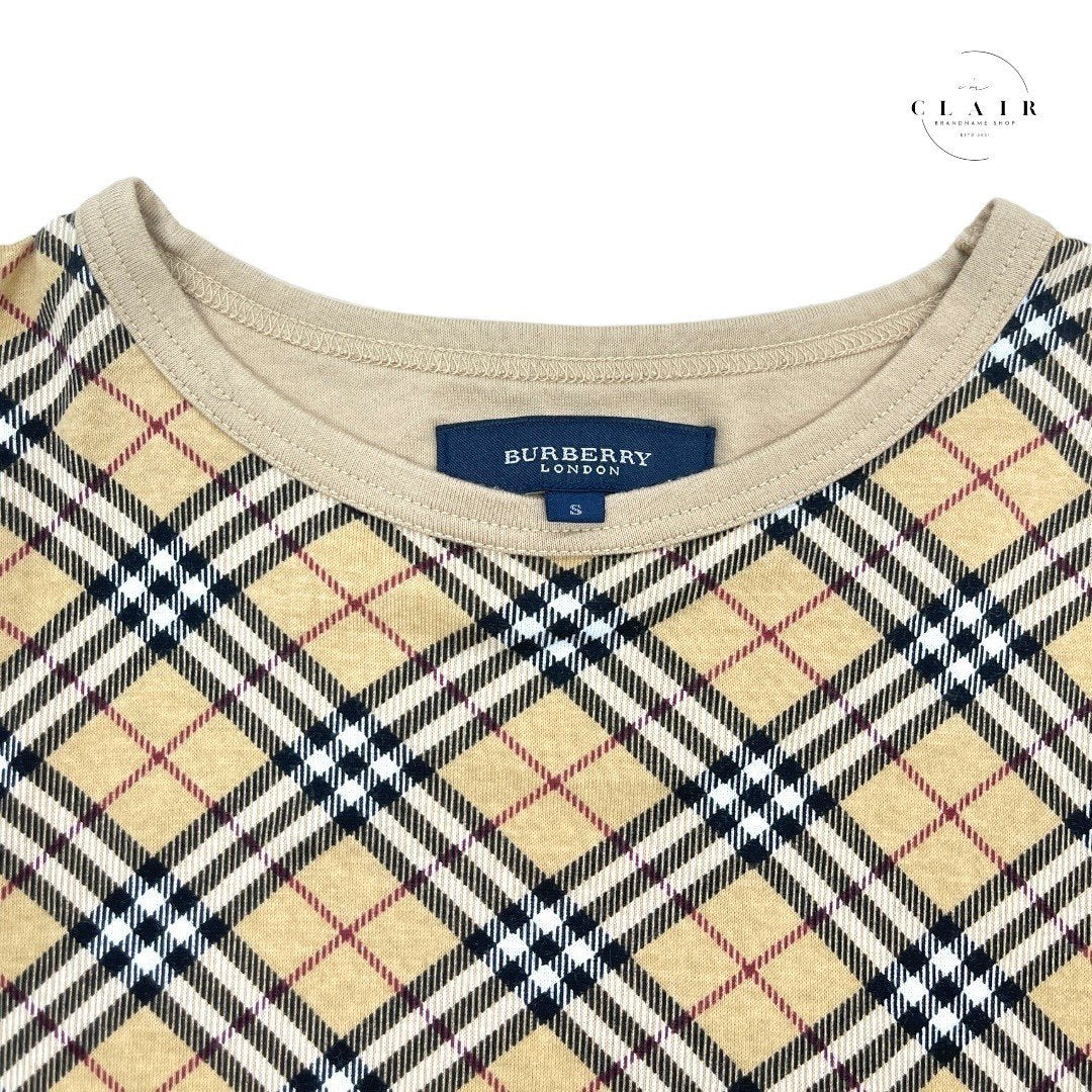 【美品】バーバリー ノバチェックTシャツ 長袖 茶色 レディース レディースTシャツ