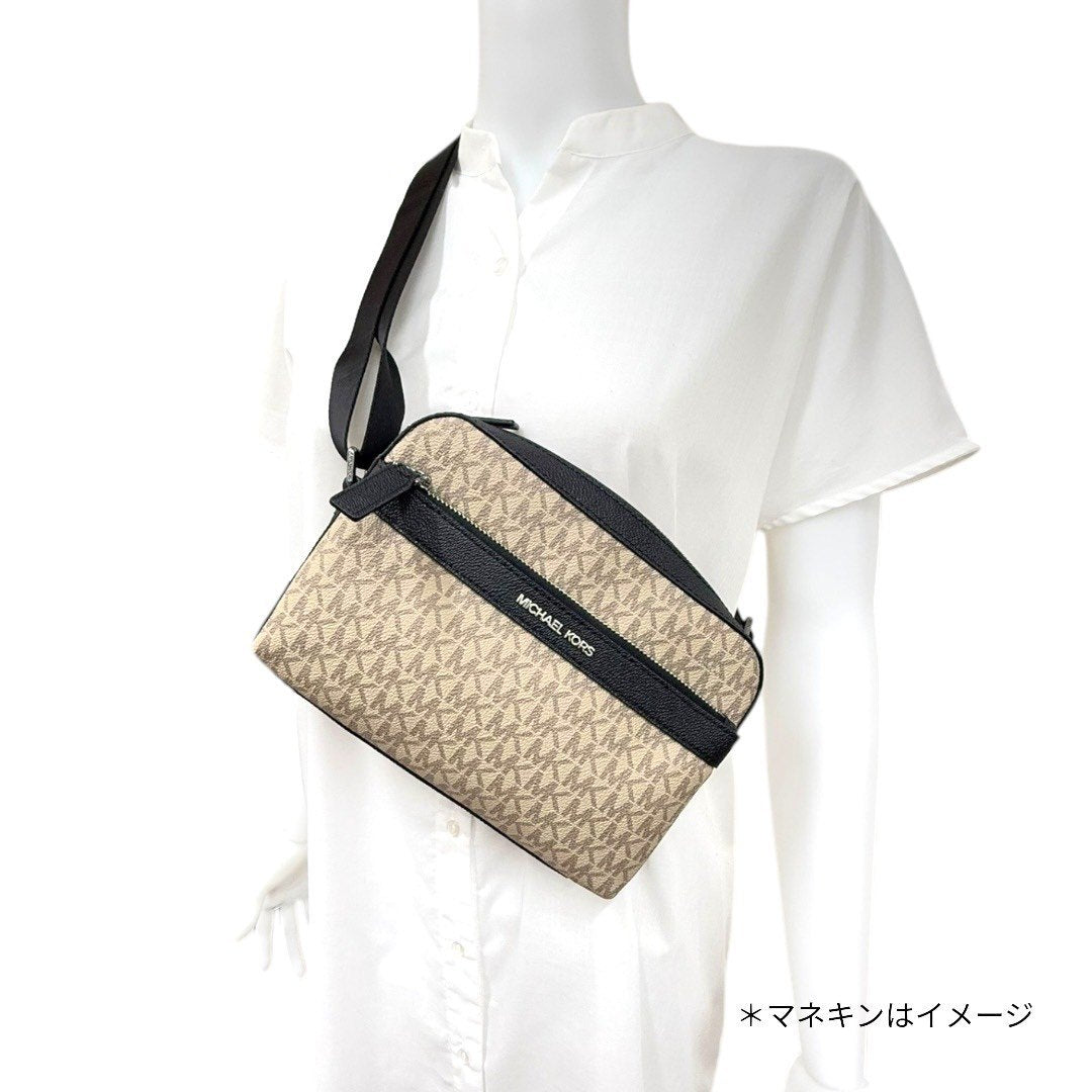 【未使用保管品】マイケルコース MK柄 モノグラム ショルダー バッグ 白×黒 レディース