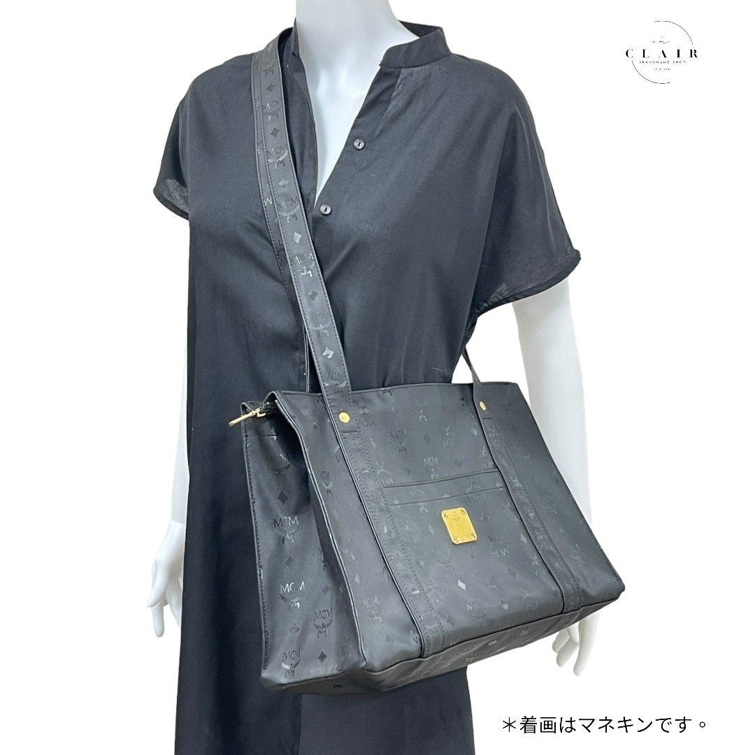 【美品】 MCM エムシーエム ビンテージ トートバッグ ファスナー ブラック 中古