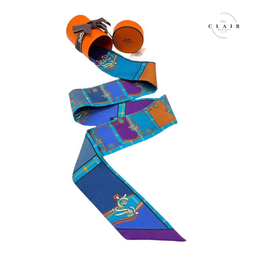 エルメスツイリー CAMAILS カマイユ シルクブルー×マルチカラー