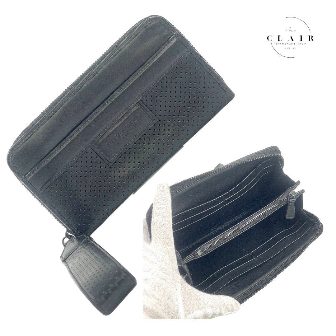 【美品】ボッテガヴェネタ 長財布パンチングロゴ 黒