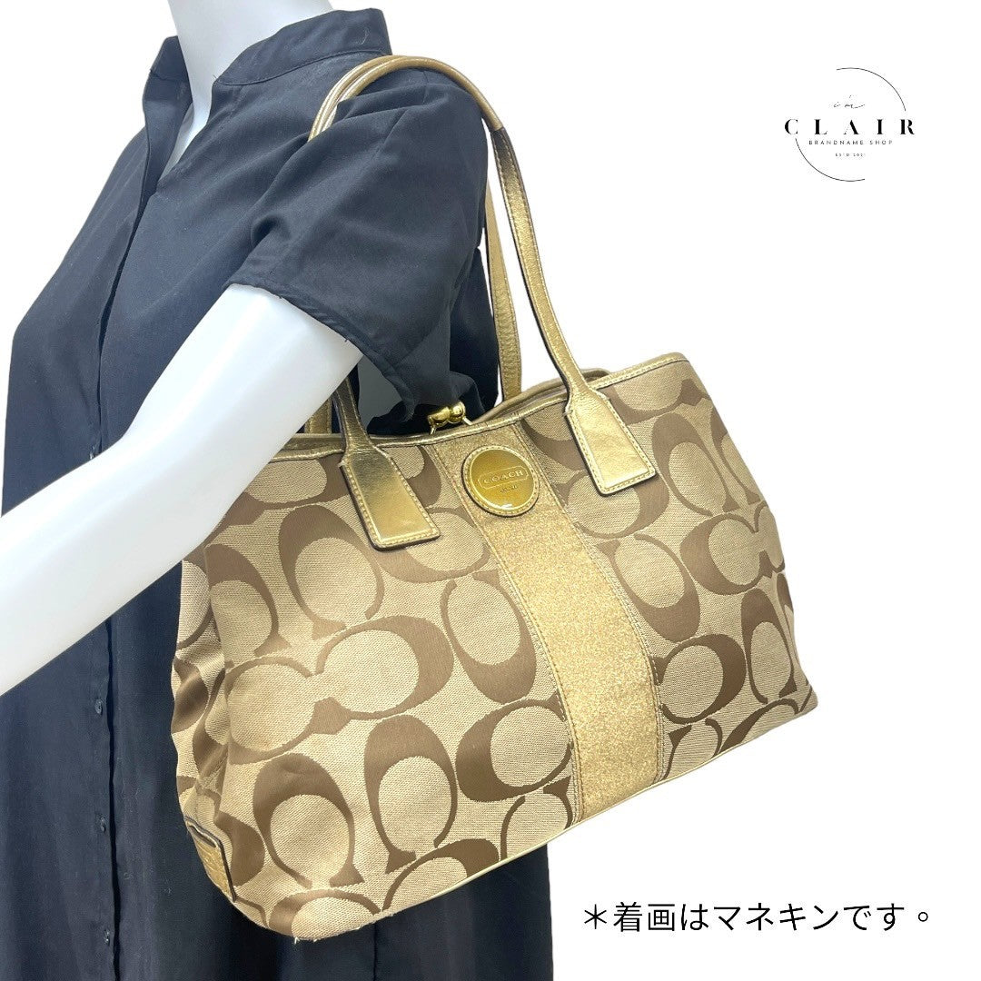 コーチ シグネチャー ハンドバッグ ショルダーバッグ ゴールド