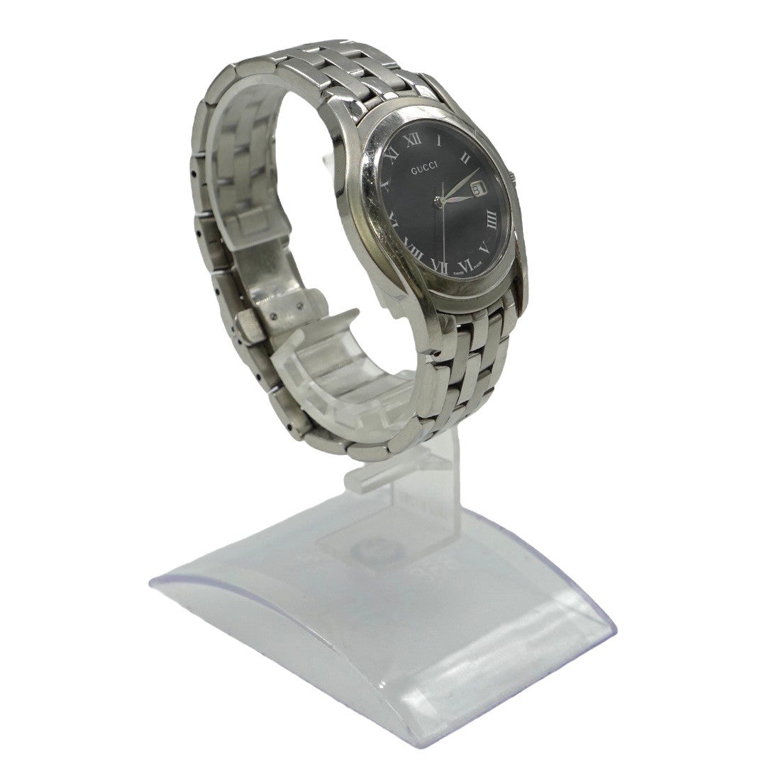 グッチ 腕時計 5500M クォーツ腕時計 SS シルバー文字盤 デイト