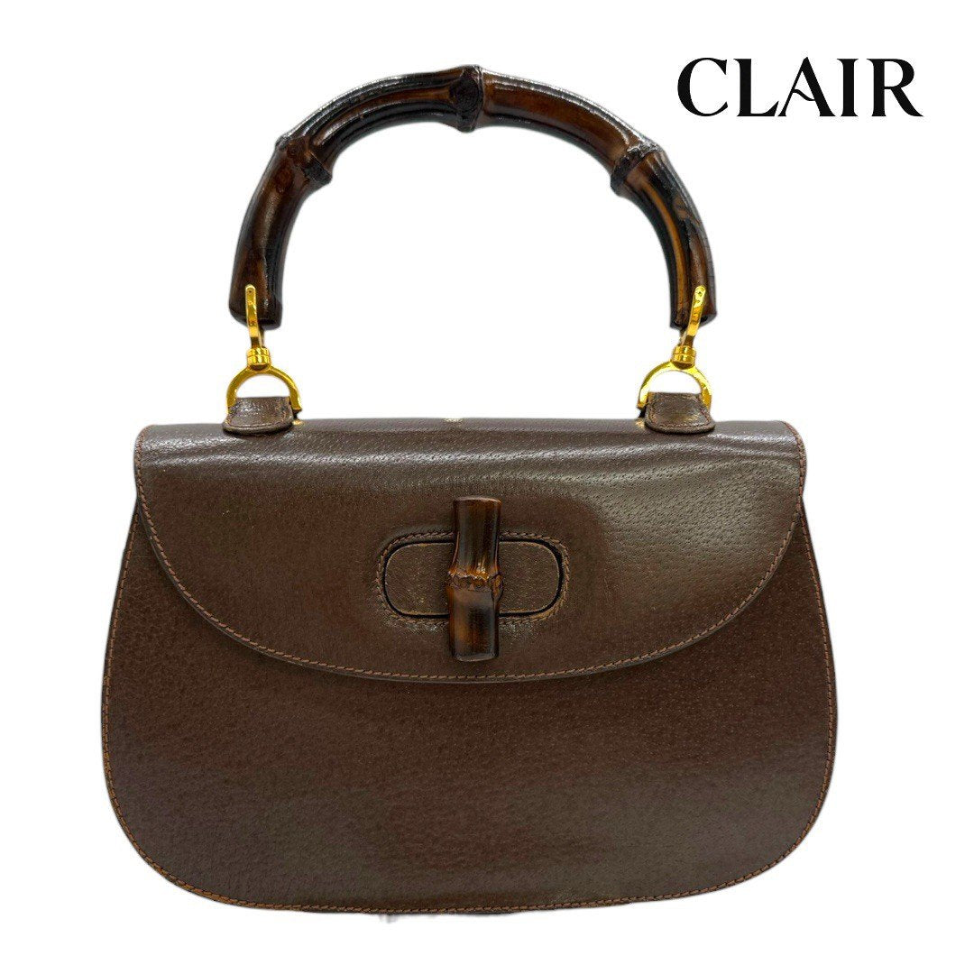 オールドグッチ バンブー ハンドバッグ ターンロック ブラウン レディース グッチ