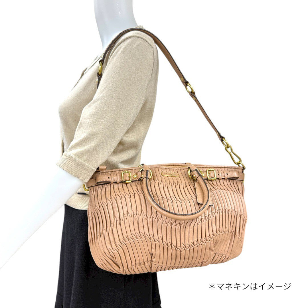 【美品】コーチ 2Way  ショルダーバッグ ハンドバッグ 15942 マディソン レザー ギャザー  ベージュ  レディース