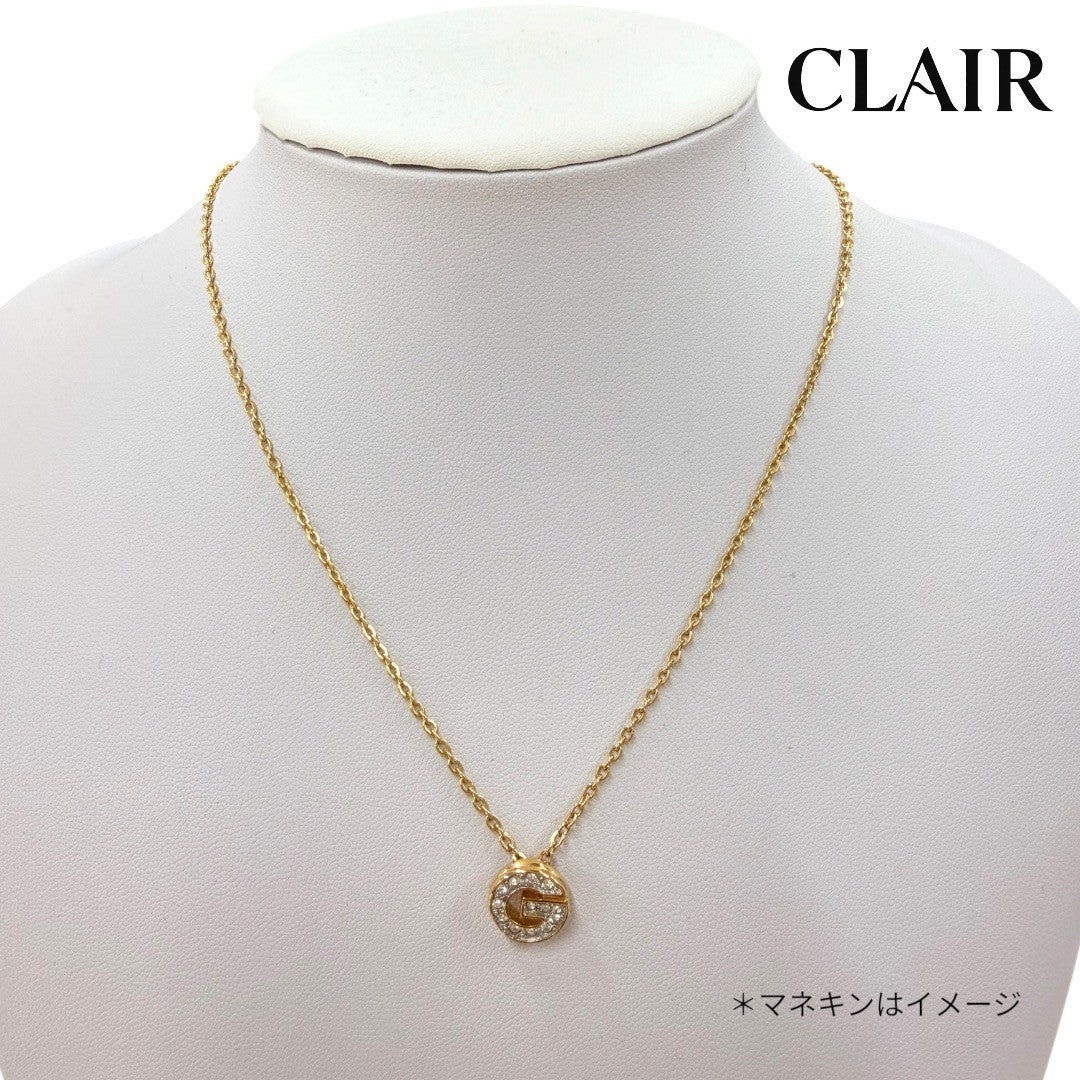 【極美品】ジバンシー ネックレス Gロゴ GP ラインストーン ヴィンテージ ゴールド クリア