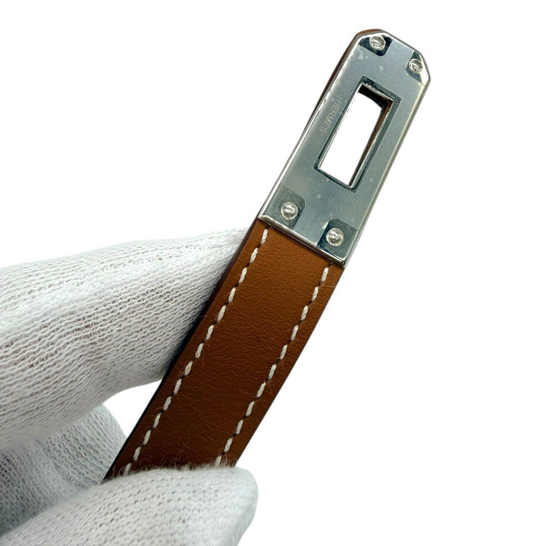 【未使用】エルメス ブレスレット ケリー チョーカー バングル レザー ゴールド スイフト シルバー金具 B刻印
