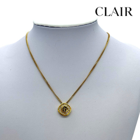 ディオール CDロゴ ラインストーンネックレス ゴールド