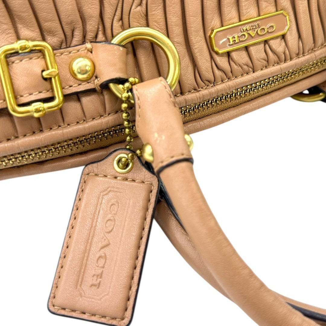 【美品】コーチ 2Way  ショルダーバッグ ハンドバッグ 15942 マディソン レザー ギャザー  ベージュ  レディース