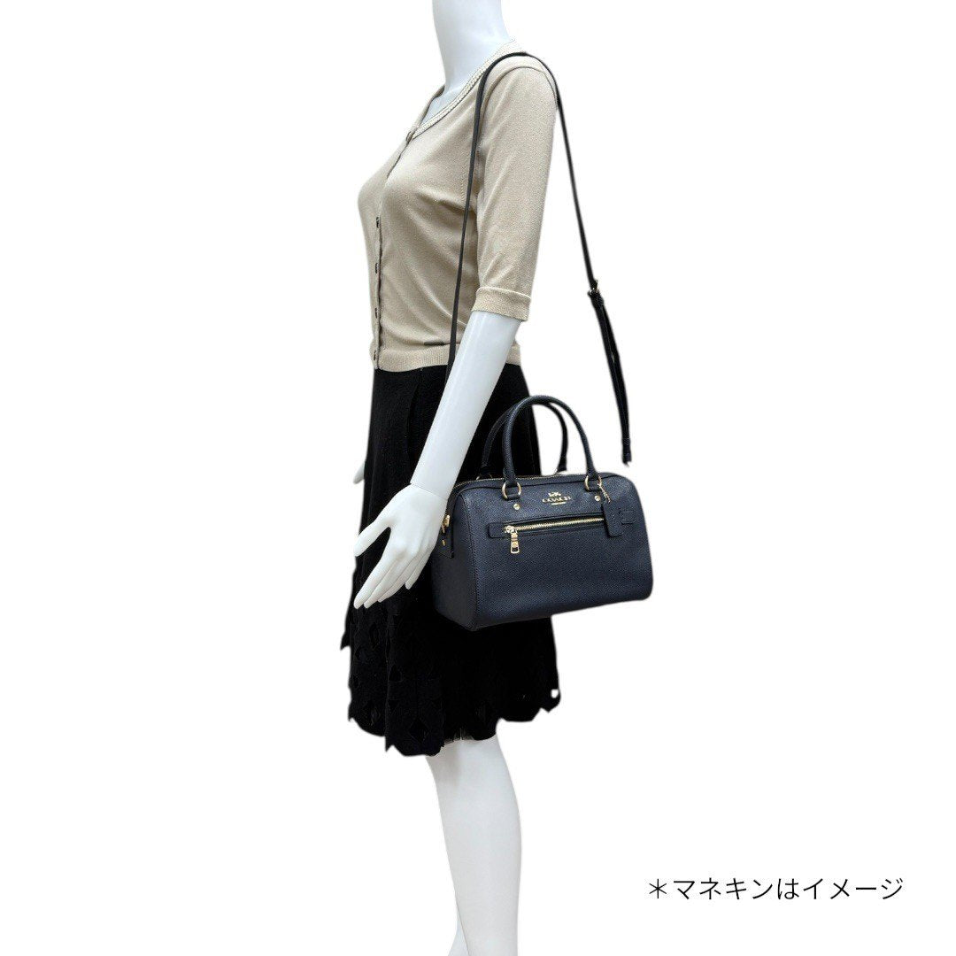 【極美品】コーチ ハンドバッグ ショルダーバッグ２WAYバッグ レザー ローワンサッチュエル F79946 レディース ネイビ ー紺