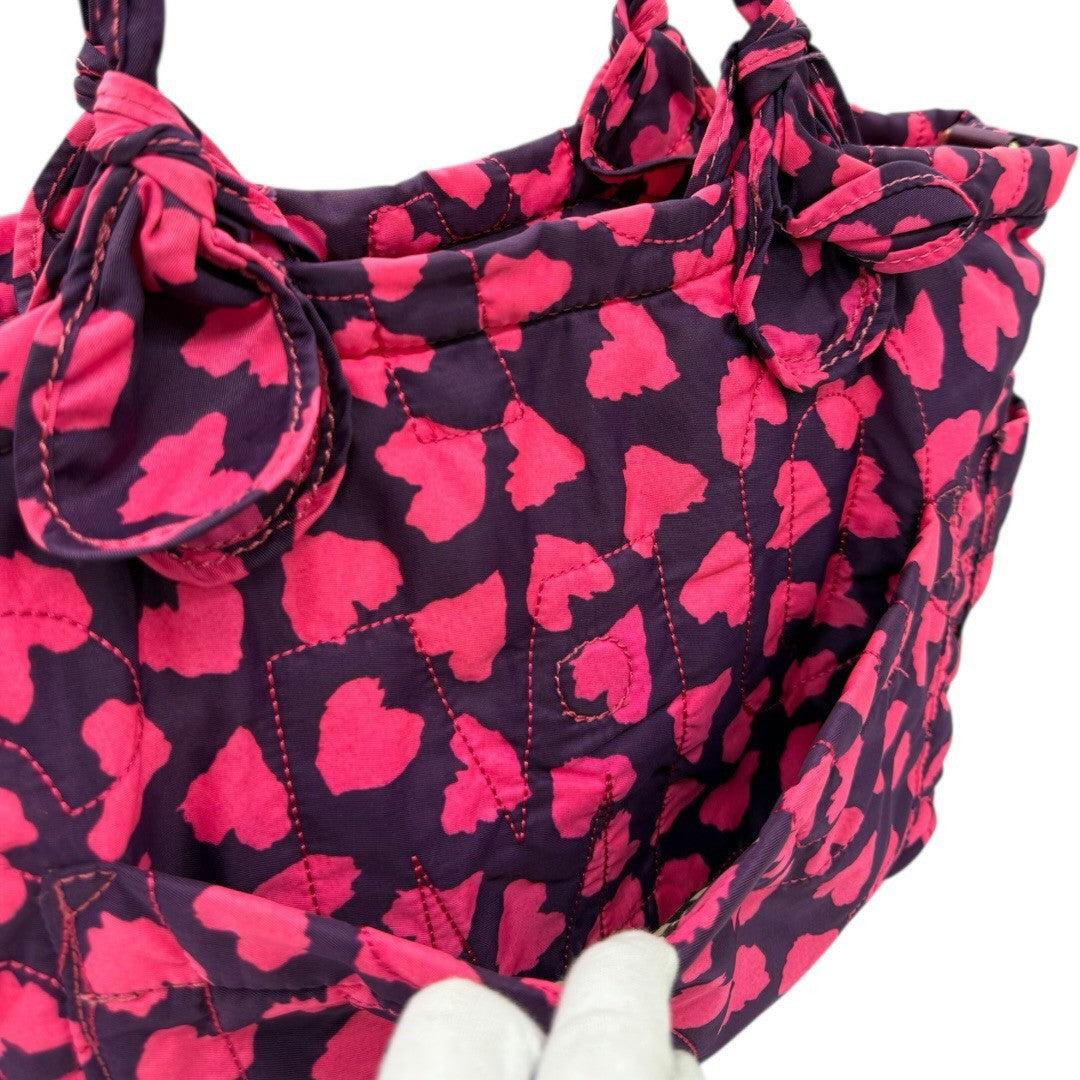 マークバイマークジェイコブス ハート総柄 キルティング トートバッグ 紫×ピンク レディース