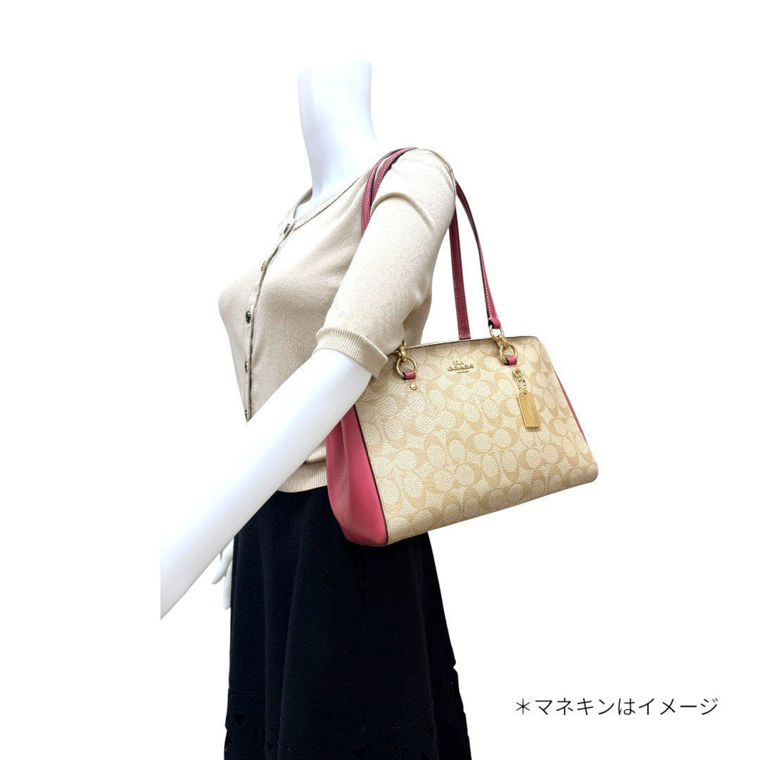 【美品】コーチ シグネクチャー  2WAYショルダーバッグ F77881 レディース ピンク
