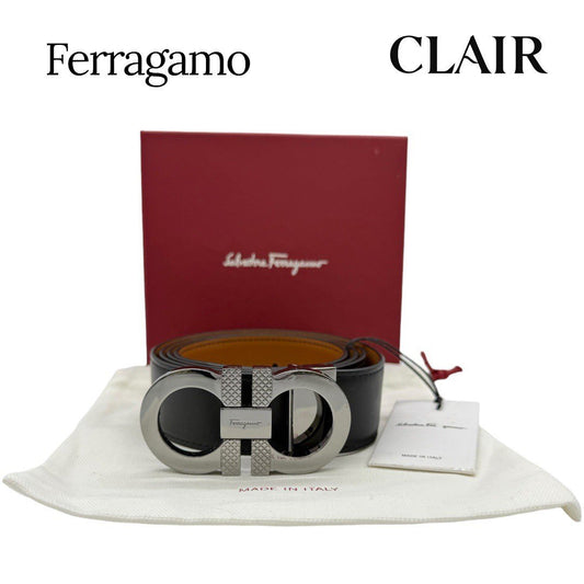 【極美品】フェラガモベルト ガンチーニベルト ビジネススーツ フォーマル 670084DOUBLEADJUS750184 メンズ