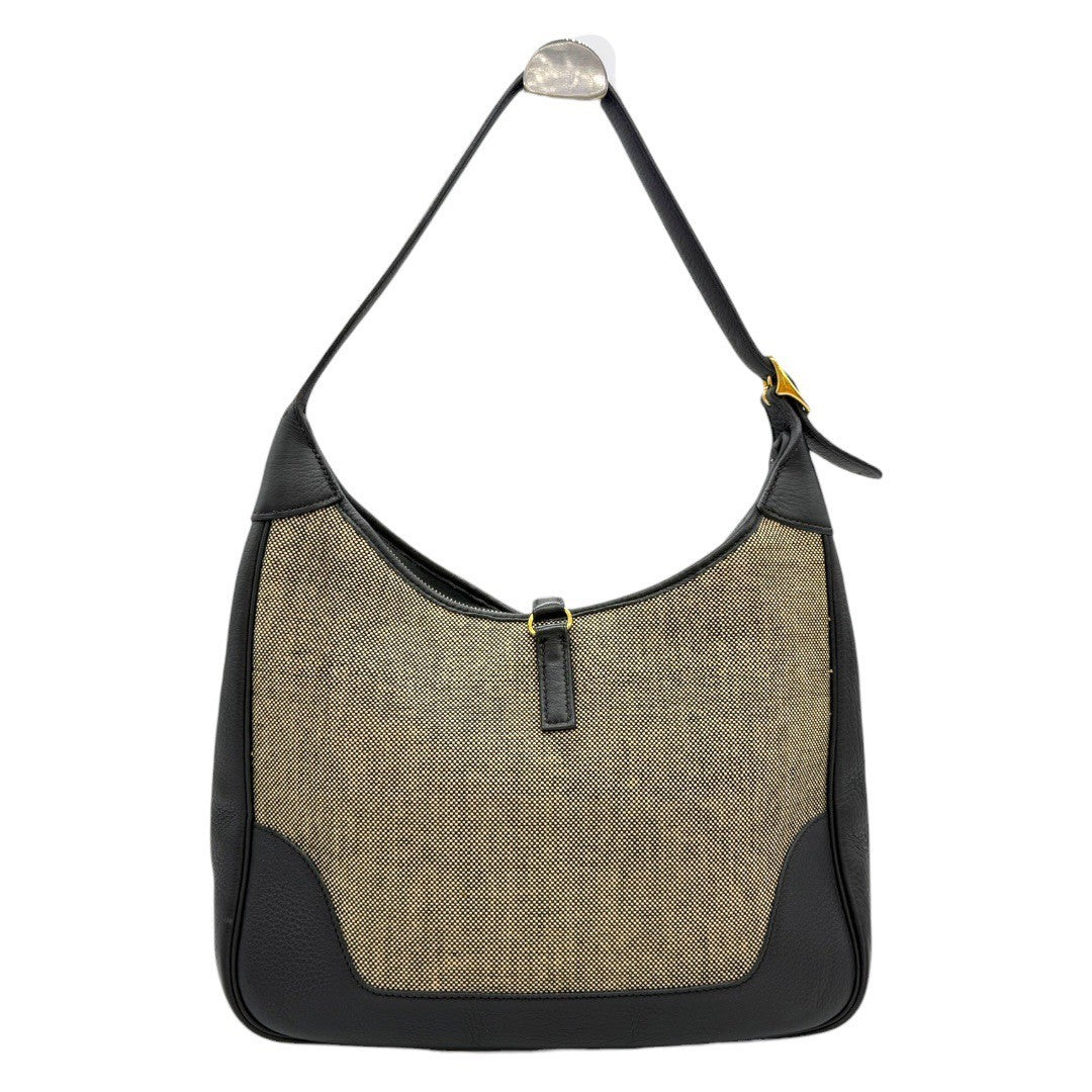 エルメス トリム31 ブラックレザー トワルアッシュ ゴールド金具 キャンバス