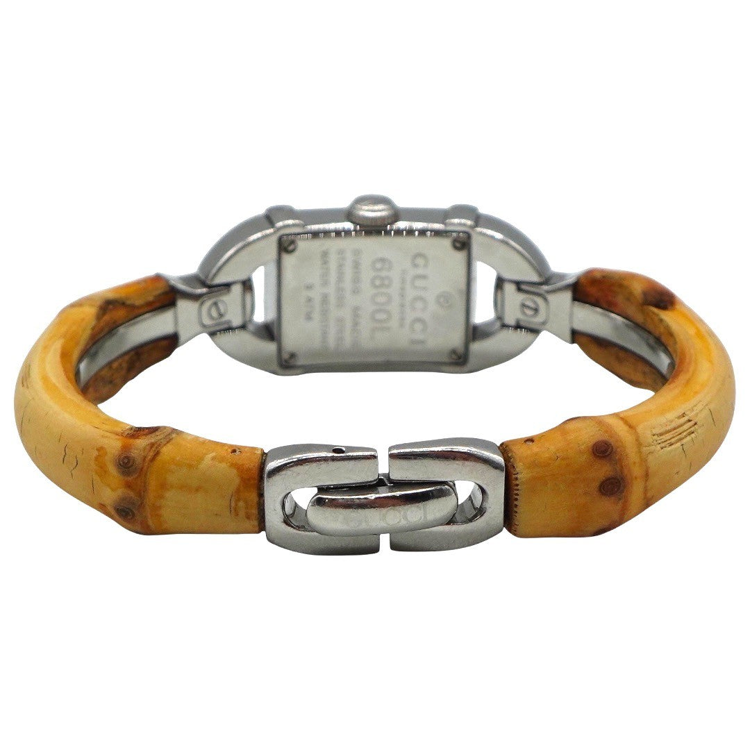 グッチ 腕時計 6800L ステンレススチール×バンブー クオーツ 文字盤 レディース グッチ時計