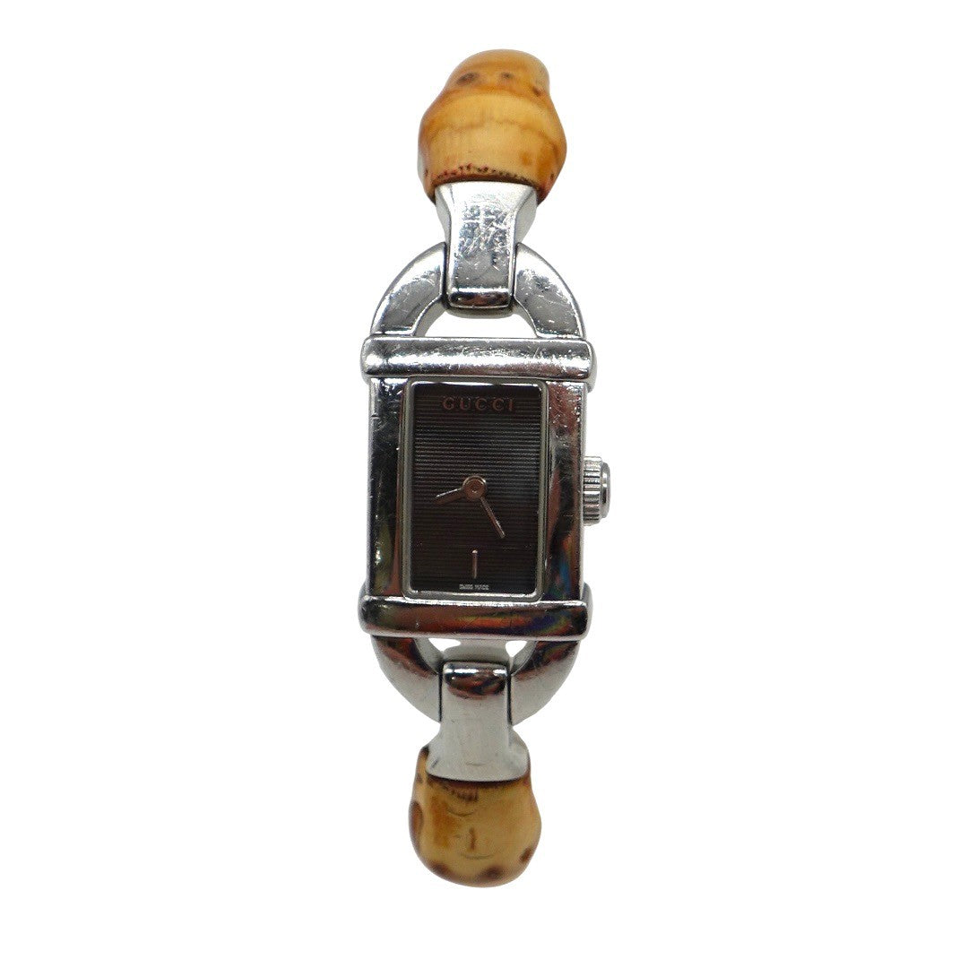 グッチ 腕時計 6800L ステンレススチール×バンブー クオーツ 文字盤 レディース グッチ時計