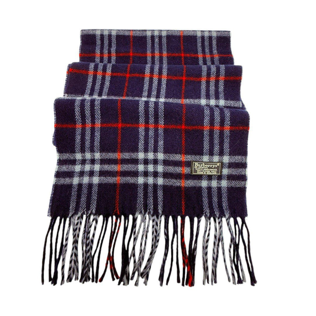 【美品】バーバリー マフラー ノバチェック 紺 ネイビー レディース 男女兼用