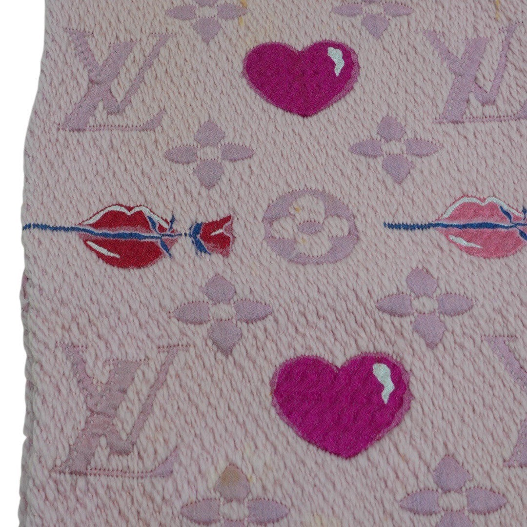 ルイヴィトン マフラー エシャルプ ロゴマニア アラフォリ M71587 ピンク ハート レディース