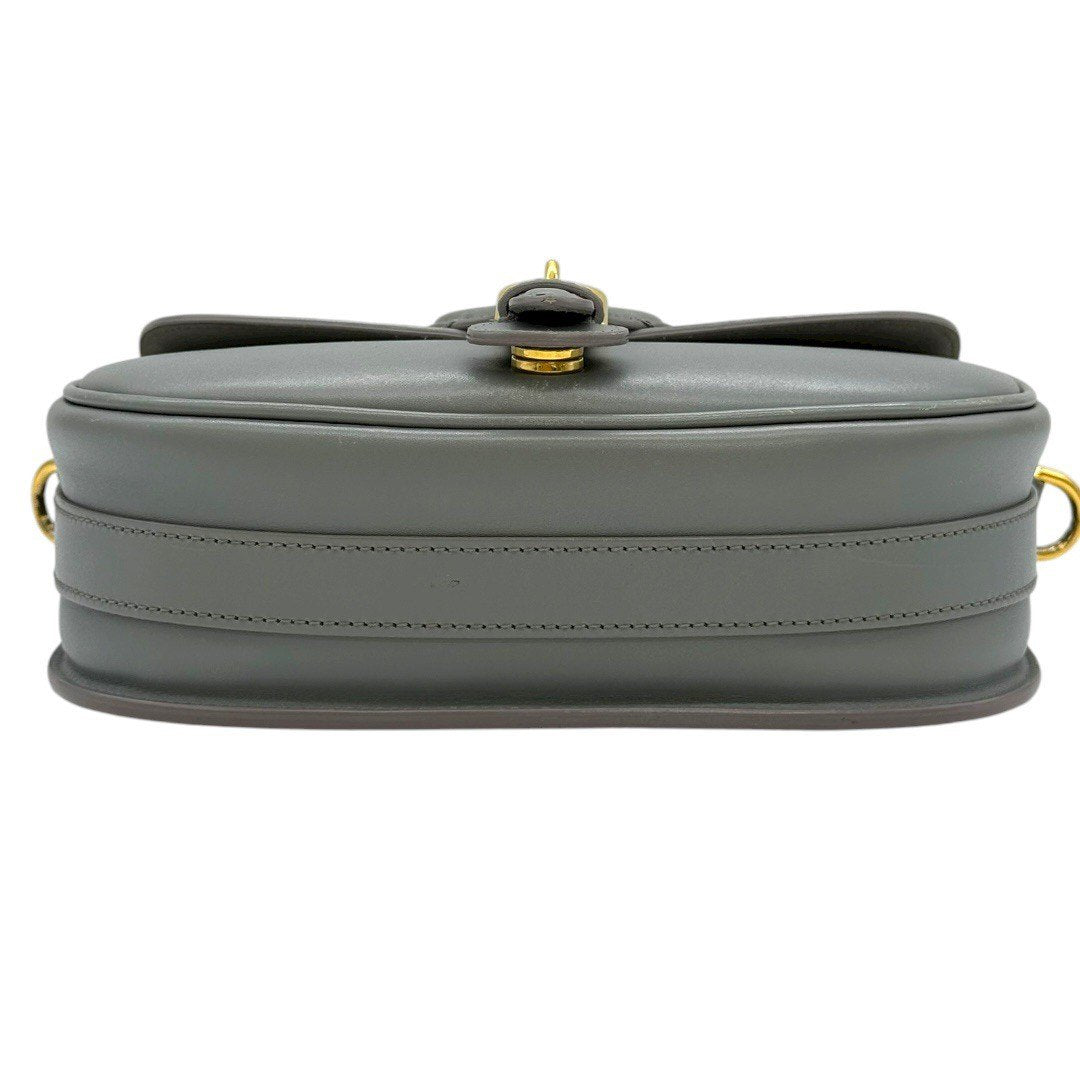 クリスチャンディオール ボビー ミディアム ショルダーバッグ 斜め掛けバッグ ボックスカーフ グレー ゴールド金具 レディース