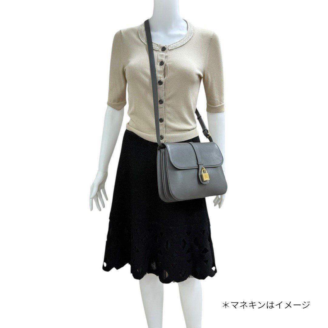 セリーヌ 斜め掛け ショルダーバッグ  ダブゥ バッグ レザーバッグ ポシェット グレー レディース