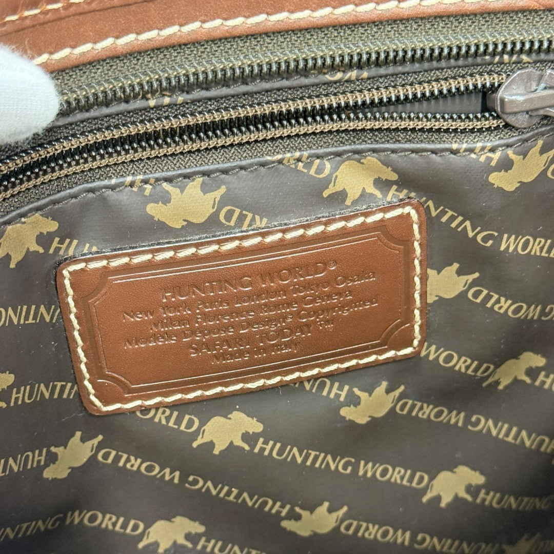 ハンティングワールド サファリ トゥディ ナイロンキャンバス トートバッグ カーキ×ブラウン