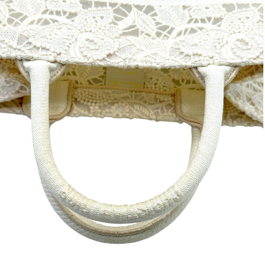 ディオール マクラメレース ブックトート スモール ホワイト キャンバス 白 レディース