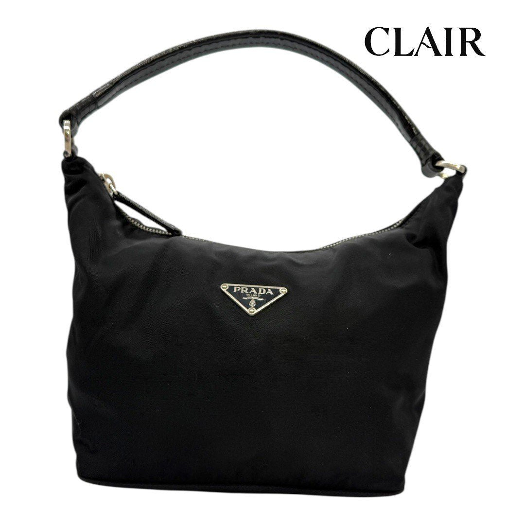 プラダ ミニワンショルダーバッグ アクセサリーポーチ ナイロン 黒 レディース