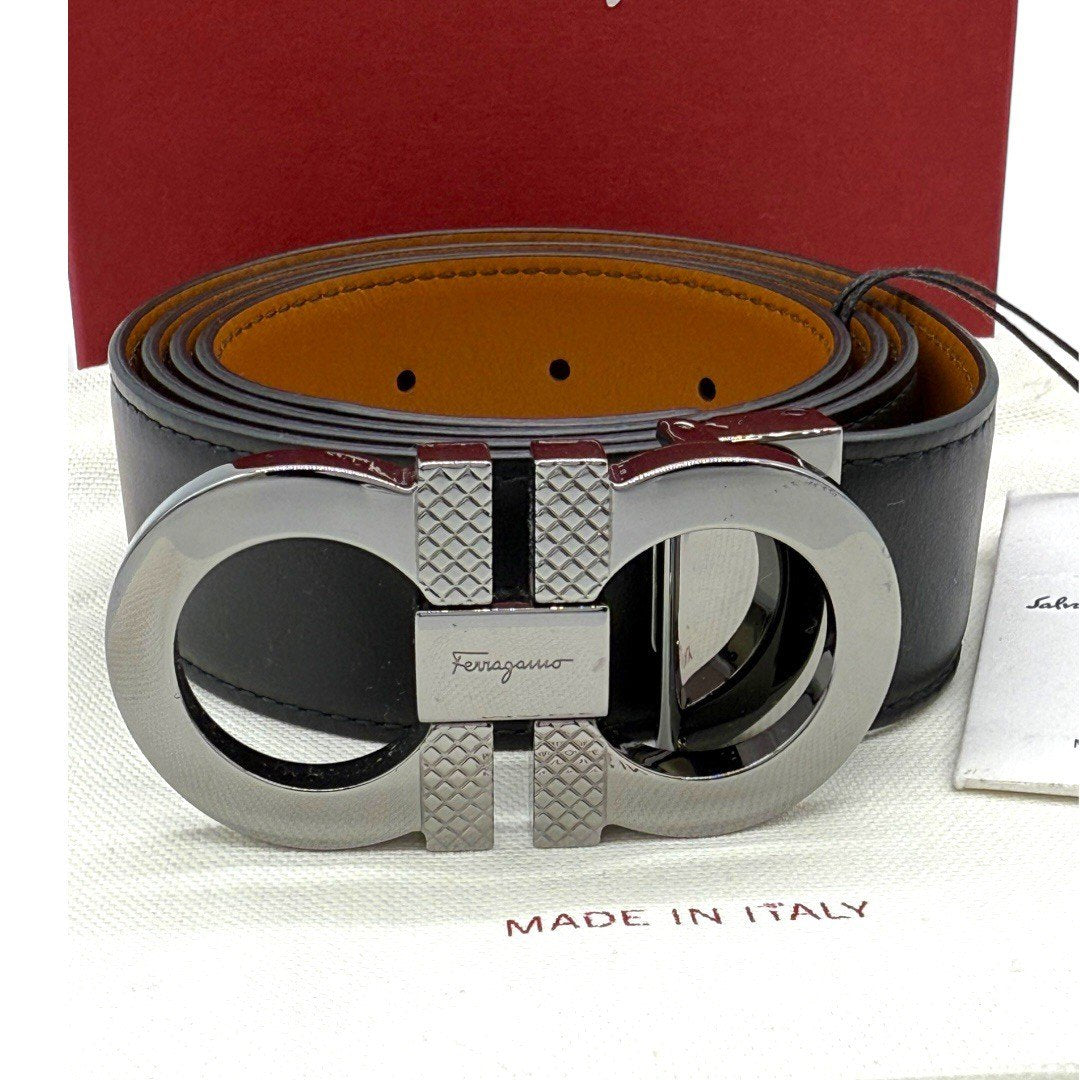 【極美品】フェラガモベルト ガンチーニベルト ビジネススーツ フォーマル 670084DOUBLEADJUS750184 メンズ
